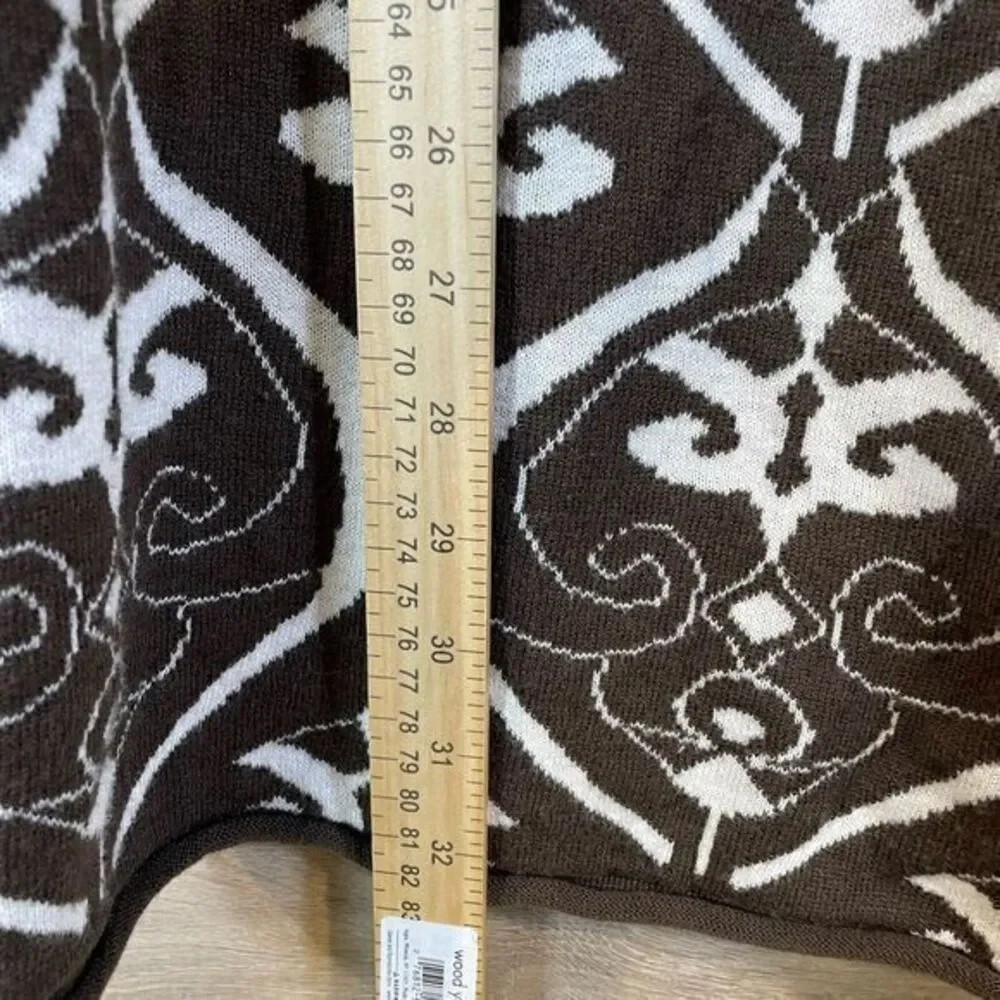 Avalanche Womens Full Zip Cardigan Brown Sz Medium Damask Knit Hoodie Tunic Cozy - Picture 5 of 12